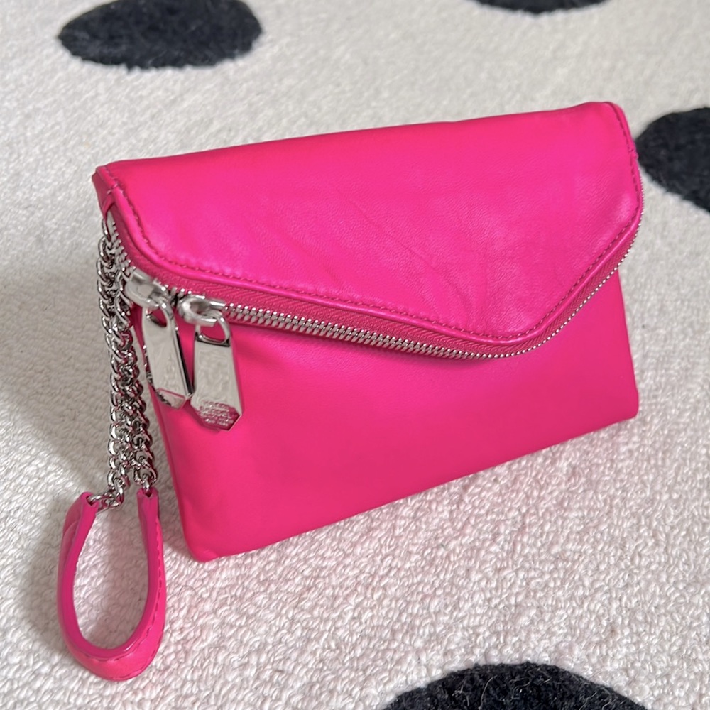 Henri Bendel Pink Leather Wristlet Clutch